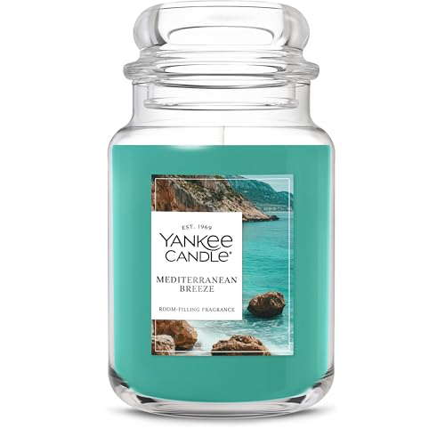 Yankee Candle Large Jar Scented Candle with up to 150 Hour Burn Time, Premium Plant Wax Blend for Consistent Burn, 22 oz Jar Candle with Room Filling Fragrance, Mediterranean Breeze
