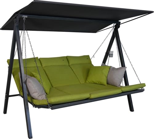 Angerer Balancelle de Jardin Lounge Smart, 3 Places, Structure en Acier Galvanisé, Tissu Textilène, avec Toit Pare-Soleil, Coussins Lavables, Fabriqué en...