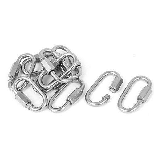 Aexit 3.5mm Thickness 304 Stainless Steel Quick Oval Link Lock Carabiner 10 Pcs (a5631188e7aa941f52d376401ff33049)