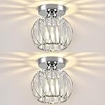 Hudi Fyier Chandelier Crystals Ceiling Lighting Fixtures, 2 Pack Chrome Modern Mini Ceiling Light, Small Semi Flush Mount Ceiling Light for Kitchen Hallway Dining Rooms Living Rooms Bar