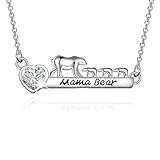 WUSUANED Dainty Mama Bear Bar Necklace With 1 2 3 Cubs Mother's Day Gift For Mom Grandma Wife (3 cubs silver)