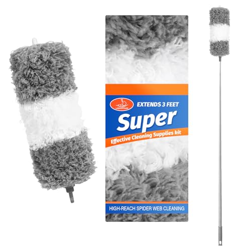 Image of ZZ LAZYCOTTAGE Microfiber Feather Duster for High Reach, Lightweight Ceiling Fan Cleaner, 91.5 inch Telescopic Pole, Cobweb Duster with Extension Pole for Home & Car