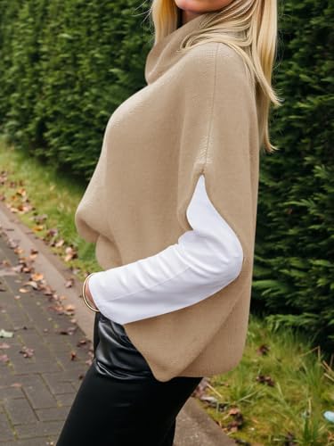 Cicy Bell Womens Oversized Turtleneck Knit Sweaters Short Batwing Sleeve Casual Slouchy Loose Fit Chunky Pullover Tops4