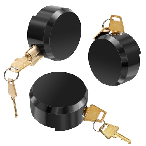 Image of 3 Pieces Hidden Puck Locks for Trailers, Trailer Door Locks Heavy Duty Hockey Puck Locks Hidden Shackle Padlocks Keyed Alike Trailer Puck Padlocks with Enlarged Lock for Vans, Black