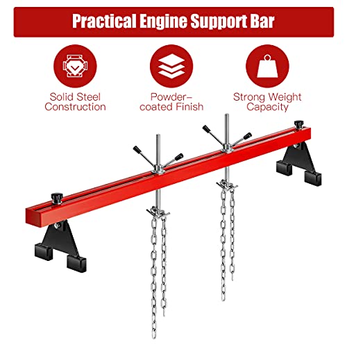 Goplus® 1100Lbs Engine Support Bar Transverse For Motor Tranny Transmission W/ 2 Points Lift Holder Hoist Dual Hooks #TOP4