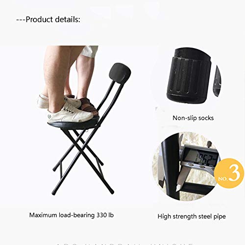 Lzttyee Portable Folding Round Metal Stool Modern Minimalist Home Back Dining Chair Office Chair Bar Chair (White) - Thumbnail 5