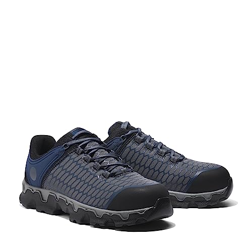 Timberland PRO Men's Powertrain Sport Alloy Safety Toe Industrial Athletic Work Shoe, Grey/Navy, 8.5 Wide