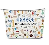 Odebyata Greece Travel Iconic Souvenir Makeup Bag, Cosmetic Bag for Women, Toiletry Travel Organizer Bag, Zipper Bag for Greece Traveler