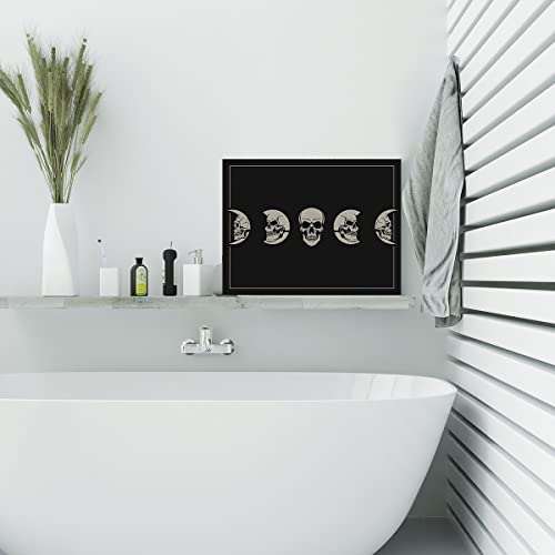 Evxid Skull Moon Phases Canvas Poster Painting Wall Art, Moon Skull Phases Print Picture Artwork Framed Ready To Hang For Gothic Home Bedroom Decor 12 X 15 Inch #TOP4