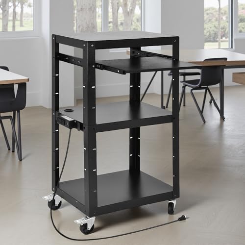DWVO Adjustable Media Cart with Power Strip