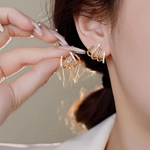 Shiny Crystal Claw Earring Cuff for Women, Zircon Needle Ear Cuffs Stud Earrings Minimalist Ear Wrap Piercing Earrings for Girls