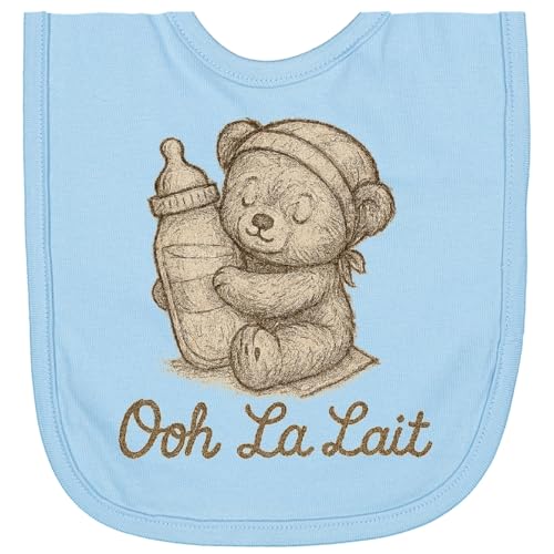inktastic Ooh La Lait Cute Teddy Bear with Baby Bottle Newborn Bib