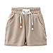 Hfolob Boys Waffle Shorts Wide Leg Elastic Waist Drawstring Casual Shorts Loose Fit Comfort Breathable Summer Fashion Short Khaki,2-3 Years
