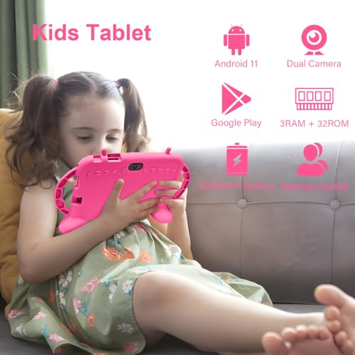 Image of MengDash Kids Tablet,Android 11 Tablet for Kids 2-10 3GB RAM+32GB ROM (Red)