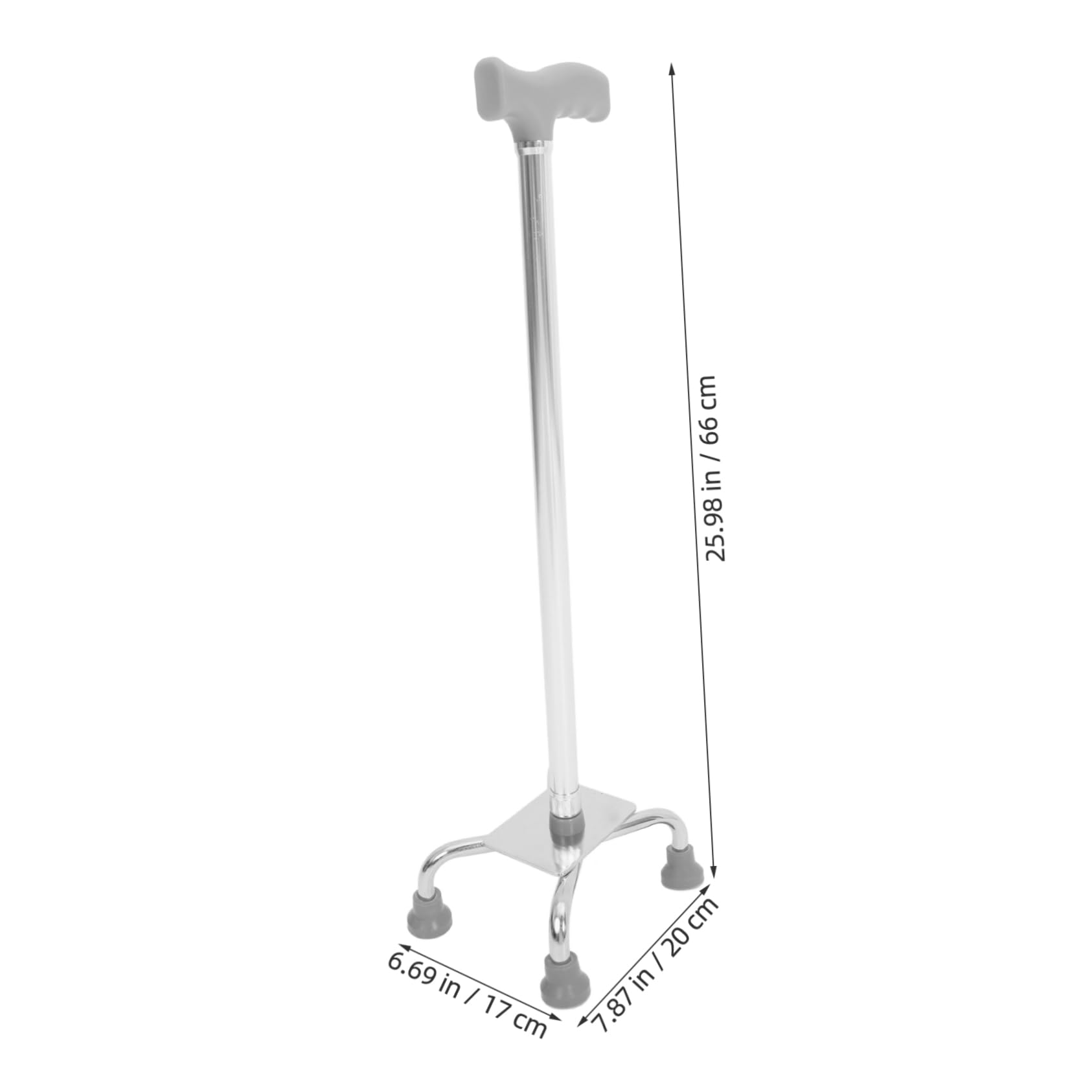 Healeved Verstellbarer Aluminium Vierfuß Gehstock mit Rutschfester Großer Basis Ergonomische Gehstütze für Senioren Stabile Aufstehhilfe und Gehstock mit Armstütze für Sichere