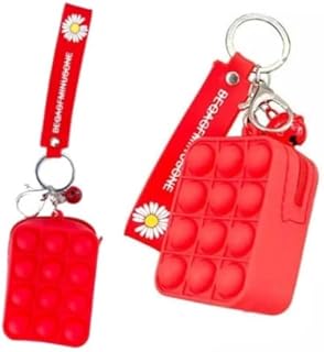 Creative Silicon Decompression Pop Its Bubble Fidget Toy Keychain (Red)