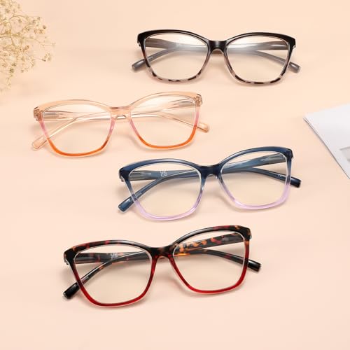 Image of reading glasses for women, adjustable strength from 0.0 to 4.0, lightweight blue light-blocking lenses, spring hinges, UV resistance, and a classic and fashionable appearance(2.50x)