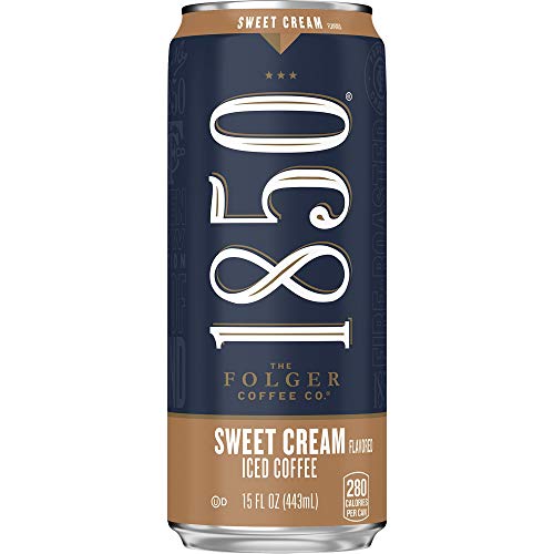1850 By Folgers Sweet Cream Flavored Iced Coffee Beverage , 15 Fluid Ounces (Pack of 12), Ready to Drink