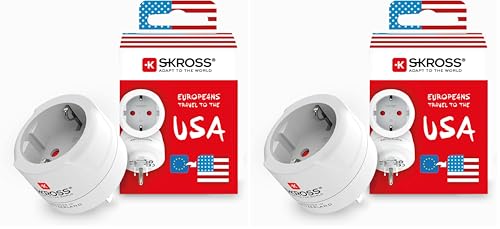 SKROSS | 1.500203-E | Europe vers USA | Adaptateur de Voyage International - Entrée Shuko ou Européenne, Sortie USA - Tension et Puissance...