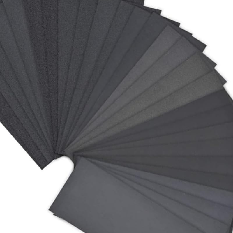 90Pcs Wet/Dry Waterproof Sandpaper Set, 400-3000 Grit for Wood, Metal, Crafts, 9x3.6 Silicon Carbide
