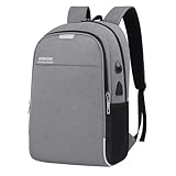 Mochila Executiva Antifurto Unissex para Notebook – Compacta por Fora e Ampla por Dentro – Com Entrada USB, Passa-Fio e Material Resistente à Água – Ideal para Faculdade, Trabalho e Viagens (Cinza)