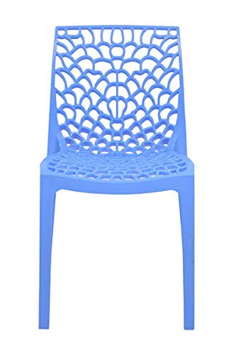 Image of Supreme Web Plastic Chair |Armless Chair for Dining Room Set, Home, Cafe & Outdoor Use |Weight Bearing Upto 220kgs (Color: Soft Blue ; Set of 2)