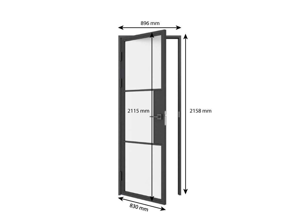 inova Glastür satiniert Komplettset 830x2115mm DIN links Türschloss Drehtür mit Beschlag und Zarge