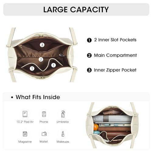 Image of Kattee Leather Tote Bags for Women, Casual Shoulder Hobo Purses and Handbags, Top Magnetic Snap Closure