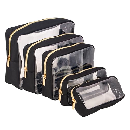 Image of Remobia Hicol TSA Approved 5-Piece Diaper Bag Organizer Pouch Set Clear Waterproof TPU Kids Toiletry Storage Set Travel Packing Clutch Cube Bags for Baby Nursing