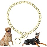 Gold Dog Choker Collar for Large Dogs Heavy Duty Metal Slip Dogs Chain Collars Martingale Training Collars for Small Medium Large Breed Pets, X-Large