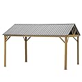 CHARMMA 12'x14' Hardtop Gazebo Outdoor Aluminum Gazebo with Galvanized Steel Gable Canopy for Patio Decks Backyard (Yellow-Brown)
