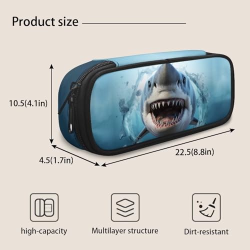 Image of Shark Pencil Case for Girls Boys Teen Kids 4-6 6-8 10-12 School Pencil Bag Pen Holder Students Multifunction Stationery Pouch Zipper Cosmetic Bags Travel Office School