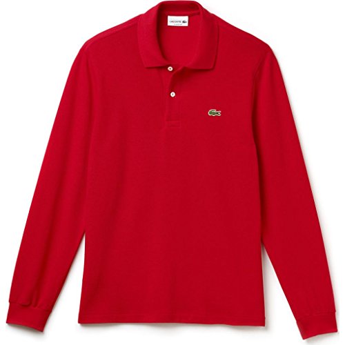 Image of Lacoste Men's L-1312 Long-Sleeve Polo Shirt, Red, 2X-Large