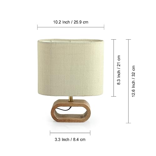 Image of Exclusivelane 'Stacked Geometry' Decorative Wooden Table Lamps for Home Decoration Table Lamp for Bedroom Bedside Lamp for Living Room (12.6 Inches, Mango Wood, Without Bulb) - Incandescent