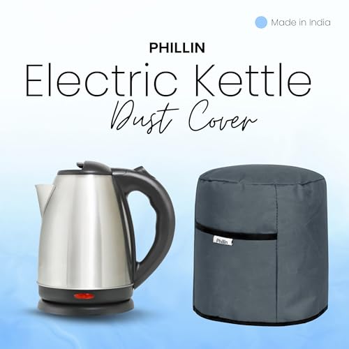 Image of Polyester Dust Cover for Glass Electric Kettle With Open Pocket Waterproof, Dustproof and Washable Easy to Clean, Universal Fit, Durable (Grey)