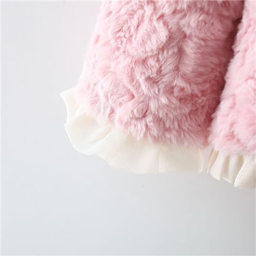 Baby Girls Cropped Fuzzy Jacket Flower Print Button Long Sleeve Sherpa Coat Toddler Cute Stylish Warm Winter Outerwear4
