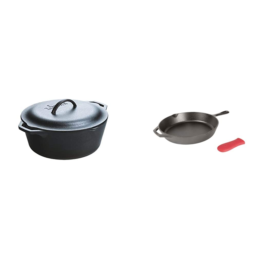 Lodge Cast Iron Dutch Oven (7-Quart) and Skillet (12-Inch) Bundle