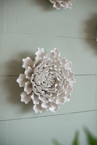 agnixnaf Handmade Cream Ceramic Flower Wall Decor Accent Cream, Unique