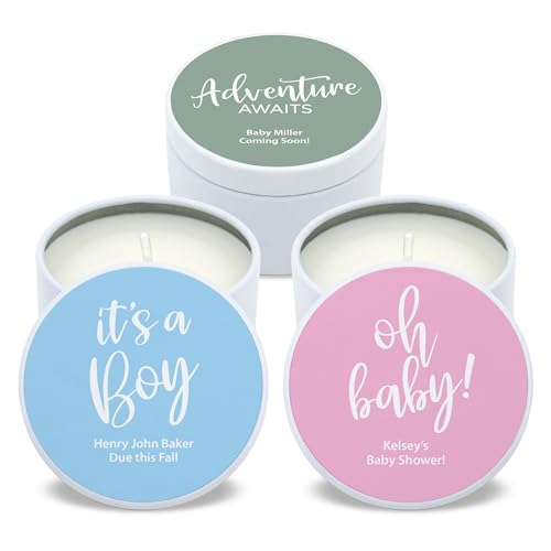 Best Day Ever Spot Custom Candles, Personalized Candles, Bulk Candles, Candle Favors, Baby Shower Candle Favors (Set of 10) (White Tin), 9508837-03