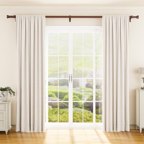 Image of YaFex Curtain Rods 2 Pack 32-144 Inch, Heavy Duty 1 Inch Curtain Rod, Bronze Extra Long Adjustable Window Treatment Rods, Modern Design, Easy Installation