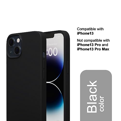Image of amazon basics Liquid Silicone Case for iPhone 13| Shockproof, with Drop and Camera Protection | Soft Microfiber Lining Inside| Silicone Cover for iPhone 13 - Black