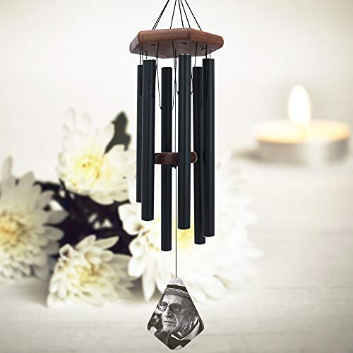 Image of Memorial Wind Chimes Outdoor Deep Tone, 44 Inches Sympathy Wind Chimes with 6 Tubes Tuned Bass Tone, Personalized Wind Chimes Outdoor for Wedding, Anniversary, or Other Occasions