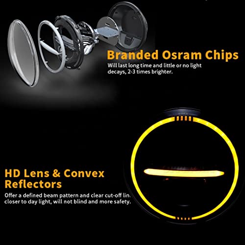 Image of Royalpiston Smart LED 7inch Headlight 75-110W-12V | 2023 CREE /Osram LED | (RP Minus with Ring) | Compatible with RE Hunter 350, Interceptor, continental GT 650, Himalayan, Classic Reborn etc