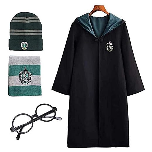 Deciduous Disfraz de Harry para niños unisex Slytherin Cape Hat bufanda carnaval disfraz de Halloween niños niñas magical Robe Wizard School Uniform Outfit,145