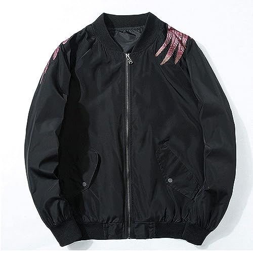 Image of XYXIONGMAO Phoenix Hand Embroidery Personality Japanese hip hop streetwear windbreaker Flight Black Bomber Tactical Jacket
