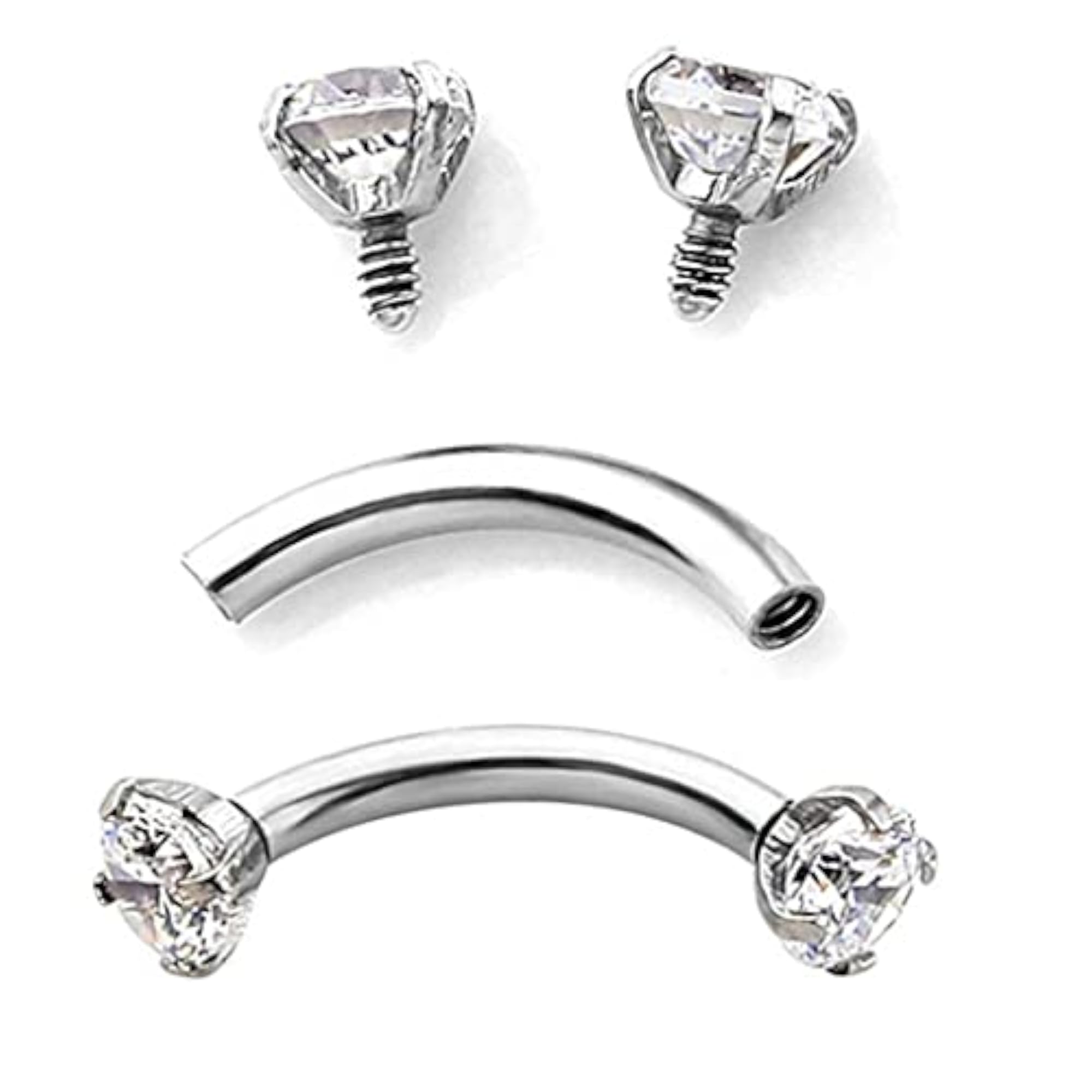 Stainless Steel Zircon Curved Barbell Eyebrow Piercing Jewellery