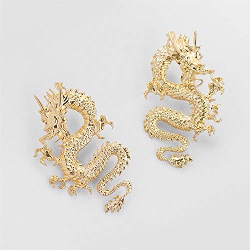 Vintage Chinese Style Dragon Stud Earrings for Women Jewelry(Gold)3