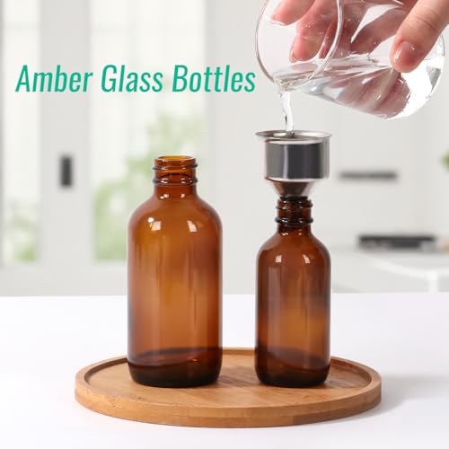12 Pack 2 oz Amber Glass Bottles with Lids and Funnels,label, 60ml Glass Ginger Shot Bottles with Caps, Leak Proof Mini Travel Bottle for Diy Essential Oils, Perfumes, Whiskey and Juices4