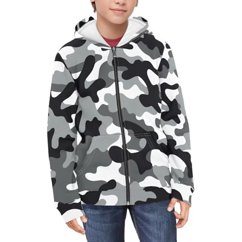 AmzPrint Funny Graphic Hoodies Zip Up Kids Boys Girls Classic Pullover Casual Long Sleeve Pocket Hooded Sweatshirt 6-16Y3