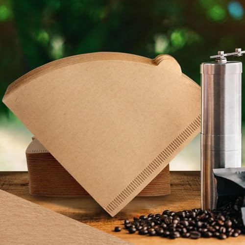Image of 100 Count Cone Shaped Unbleached Coffee Filters - Natural Paper, No Blowout, Eco-Friendly, Disposable for Pour-Over & Drip Coffee Makers